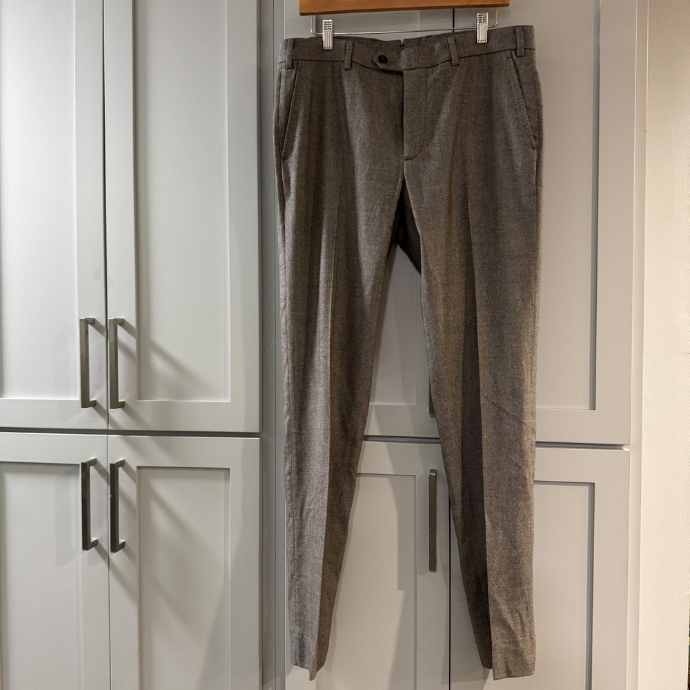 Peter Millar Collection Mens Brown Wool Stretch Tailored Dress Pants 34x32